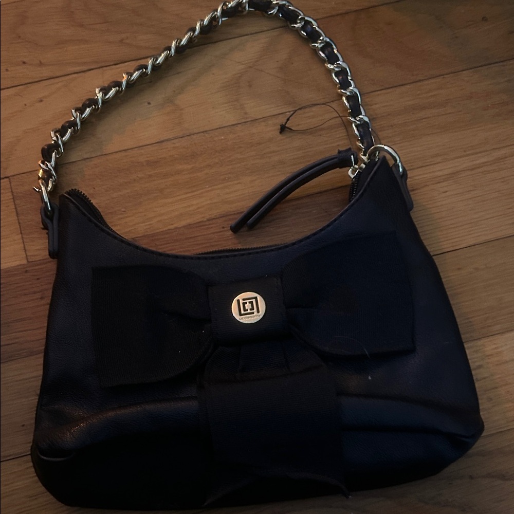 LIZ CLAIBORNE Elegant Black Bow Accent Women's Bag, EUC.